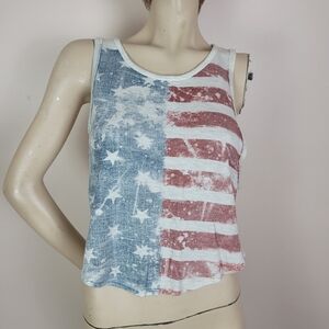 Cropped American flag tank top rounded hem size small